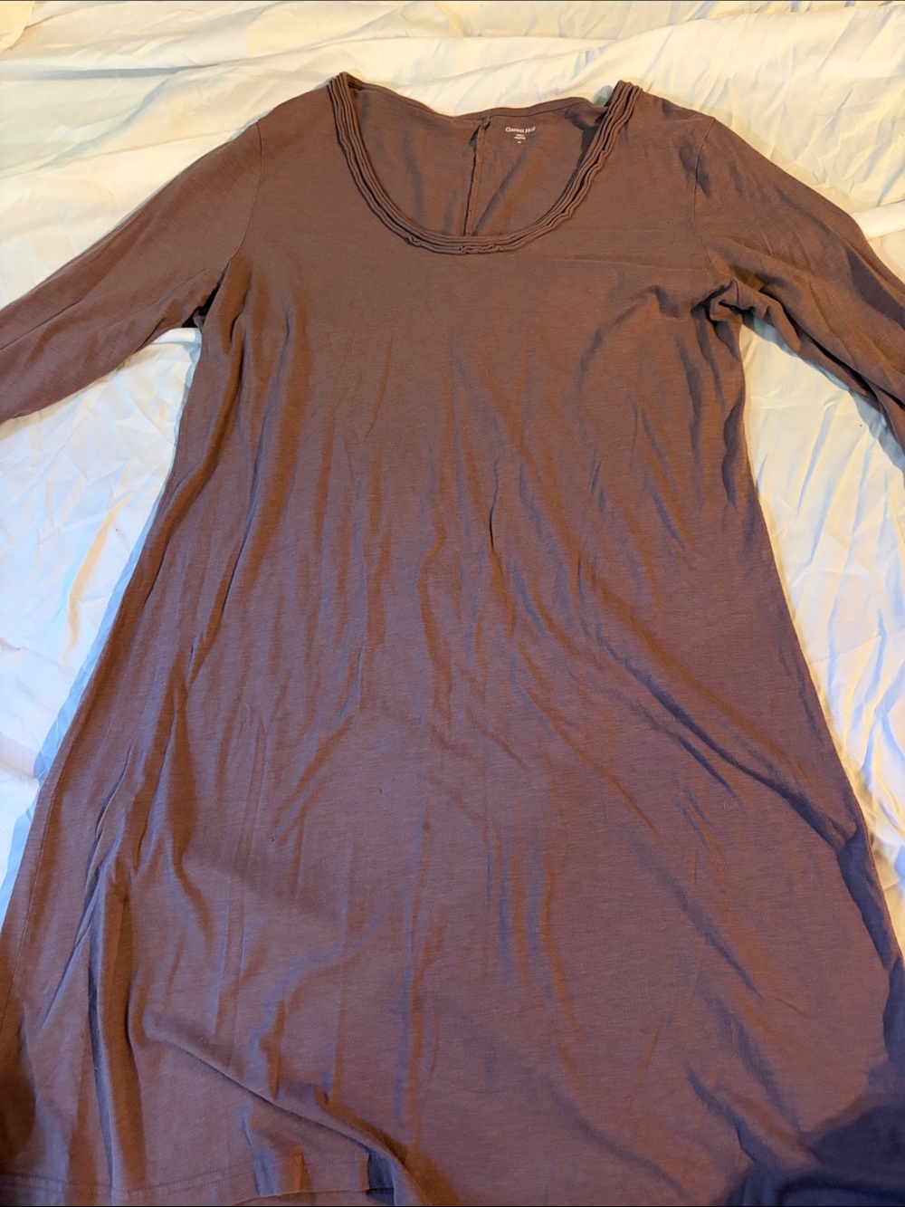 Garnet Hill Mauve Scoop Neck Long Sleeve Tunic